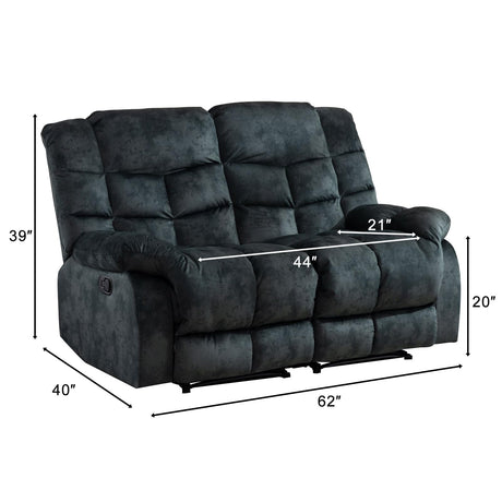 EBELLO Loveseat Recliner Sofa for Living Room, Extra Wide Modern Overstuffed 2 Seat Reclining Manual Sofa Chair, Breathable Fabric and Padded Cushion, Green Grey EBELLO
