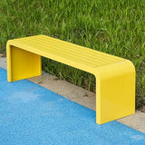Steel Frame Outdoor Indoor Bench, Outdoor Benches Weatherproof, Art Deco Alloy Picnic Bench, All Weather Resistant Backless Patio Garden Bench, for Garden, Porch, Park, Balcony, Outside(Yellow,180CM/7 FQWYNMZ