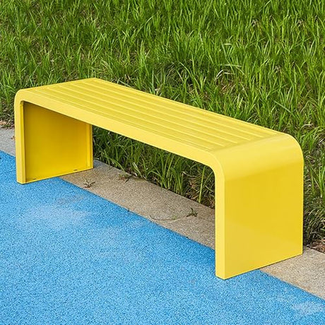 Steel Frame Outdoor Indoor Bench, Outdoor Benches Weatherproof, Art Deco Alloy Picnic Bench, All Weather Resistant Backless Patio Garden Bench, for Garden, Porch, Park, Balcony, Outside(Yellow,180CM/7 FQWYNMZ