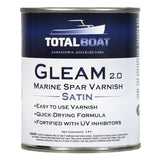 TotalBoat Gleam Marine Spar Varnish, Gloss and Satin Polyurethane Finish for Wood, Boats and Outdoor Furniture (Satin Low-Sheen Pint) TotalBoat