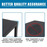 FDW Dining Table Set Glass Dining Room Table Set for Small Spaces Kitchen Table and Chairs for 4 Table with Chairs Home Furniture Rectangular Modern (Black Glass) FDW