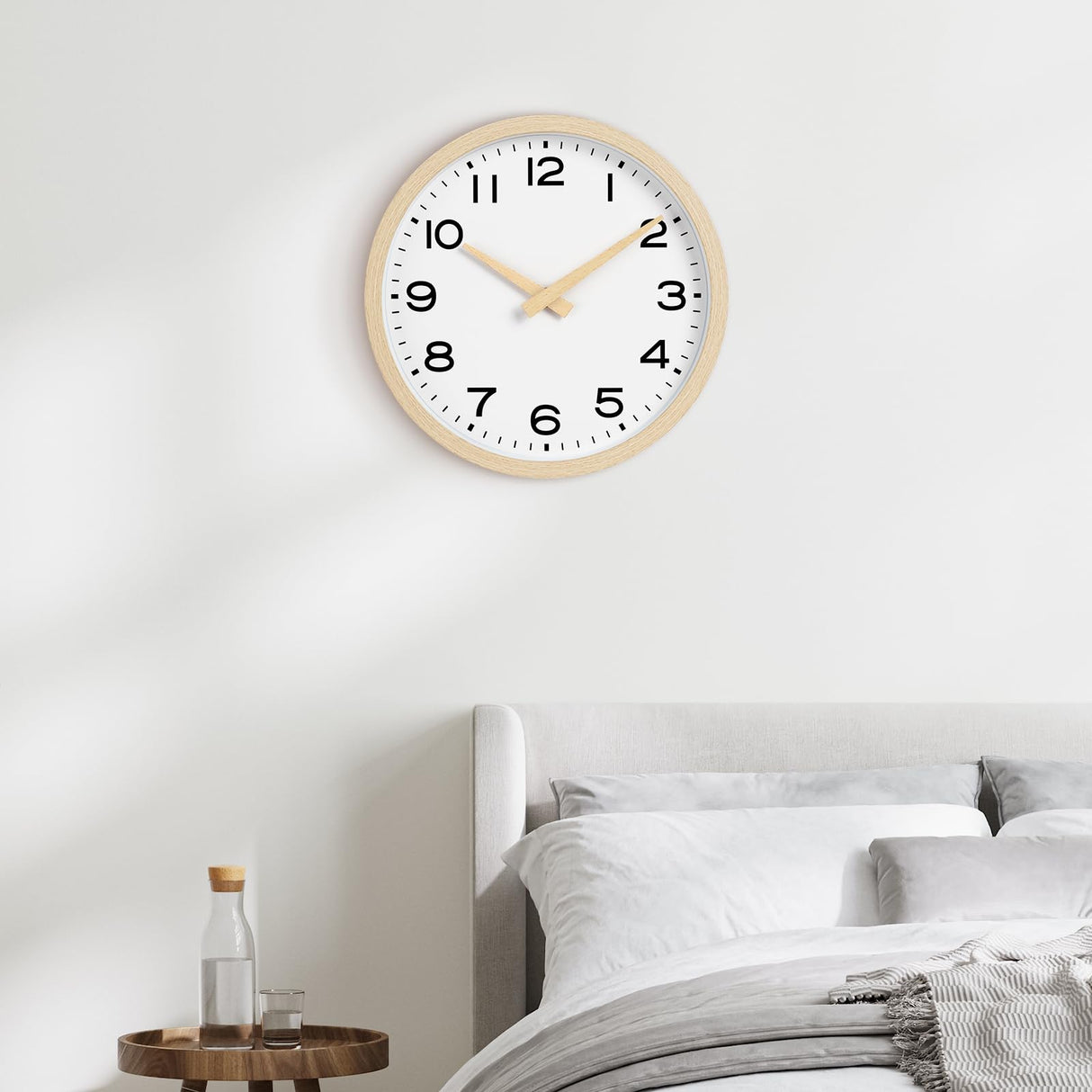 AKCISOT Wall Clock,Boho Kitchen 10 Inch Wall Clocks Battery Operated Non Ticking,Silent Modern Clock Decorative for Bedroom,Office,Bathroom,Living Room,Home (Wood Grain) AKCISOT