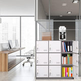 iCHENGGD Metal Locker 9 Door Storage Cabinet, Steel Storage Lockers for Employees, with Lock and Ventilation, Office School Gym Use (Grey) iCHENGGD