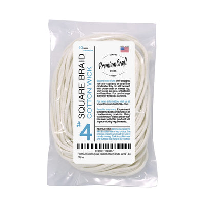 PremiumCraft Square Braid Cotton Candle Wick - #4