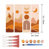 JOOZ 4 Pack Easy Paint by Numbers Kit for Adults, Wood Bookmarks Paint by Numbers for Book Lovers, DIY Mountain Sunset Moon Oil Painting by Number Bookmarks with Tassel for Gift 7x2 Inch JOOZ