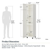 SystemBuild Evolution Kendall Utility Storage Cabinet, 16" Wide, Fluted White SystemBuild