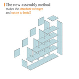 OSCHF Ladder Cube Storage Bookcase - Wooden L-Shaped 5-Tier Corner Shelf, Reversible 15-Cube Organizer for Home & Office, Black