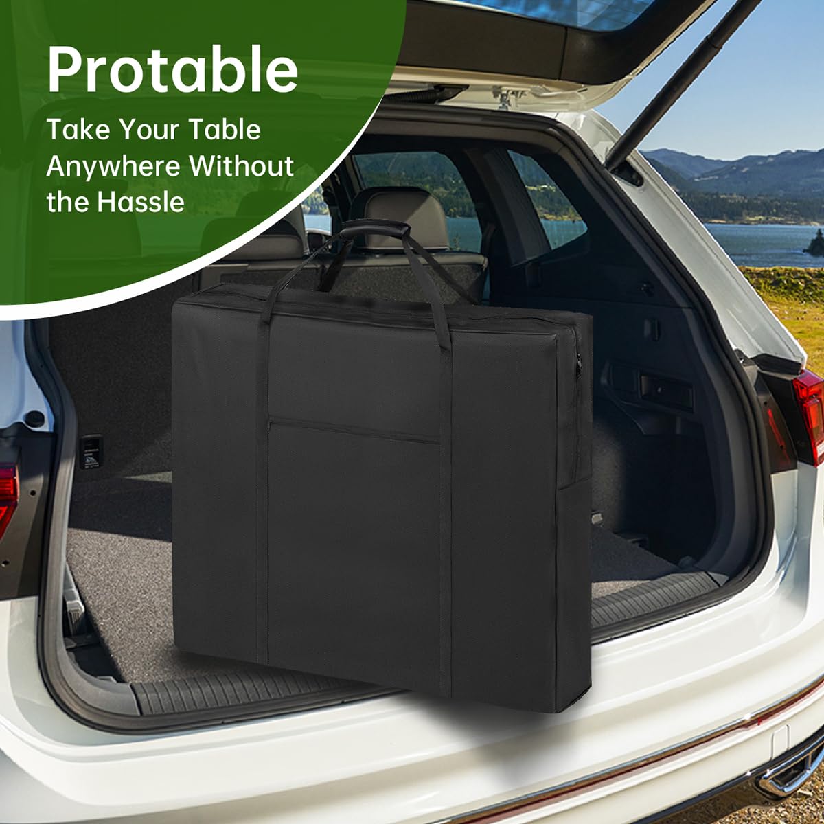 QYILUARE 4/6/8 Ft Folding Table Storage Bag,Water-Resistant Heavy Duty Large Carrying Bag for Folding Picnic/Camp Tables with Pocket & Shoulder Straps 26" L X 5" W X 24.4" H QYILUARE