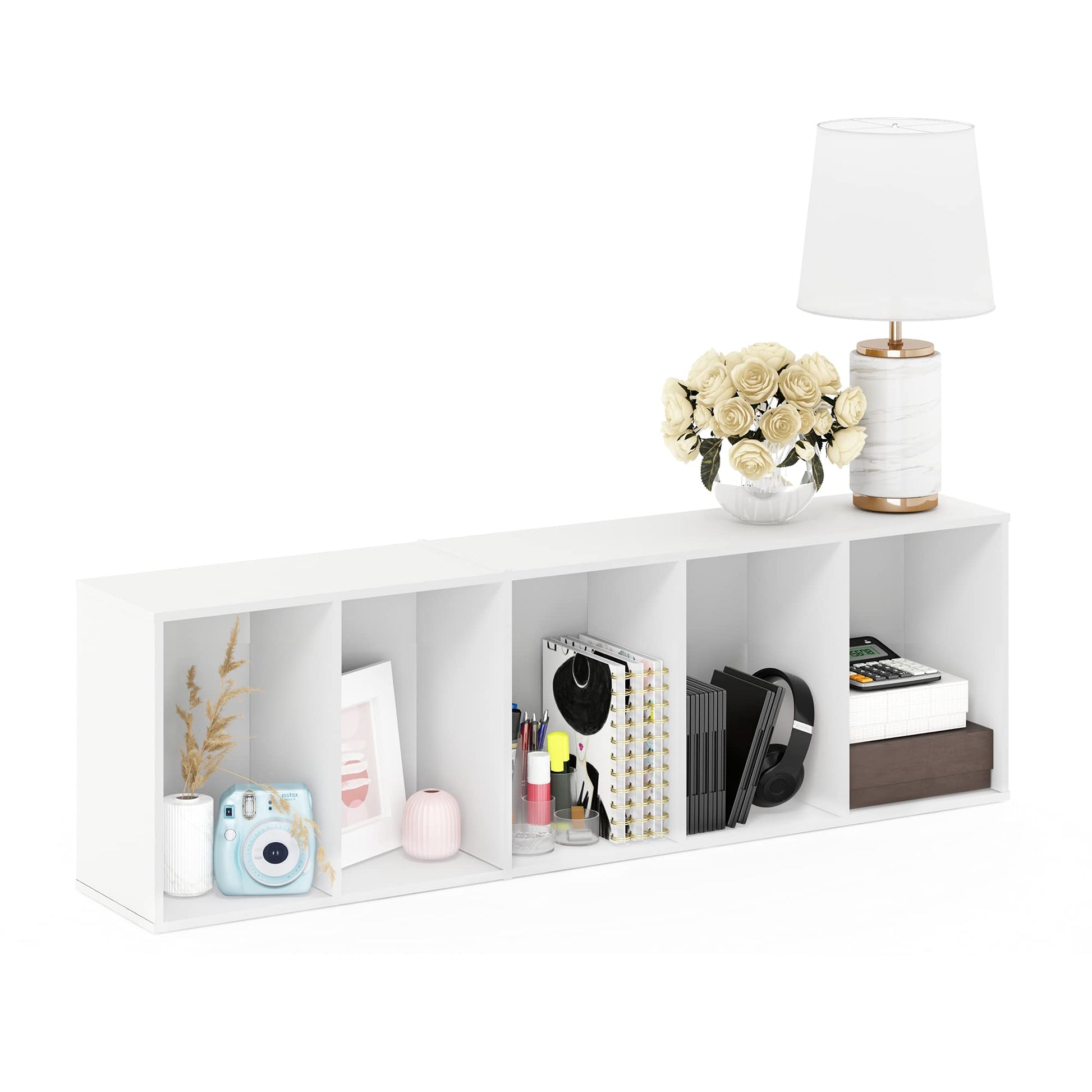 Furinno Luder Bookcase / Book / Storage , 5-Tier, White - WoodArtSupply