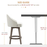 HOMCOM 26" Counter Height Bar Stools, Linen Fabric Kitchen Stools with Nailhead Trim, Rubber Wood Legs and Footrest for Dining Room, Counter, Pub, Set of 2, Cream White HOMCOM