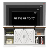 4 EVER WINNER White TV Stand for 65 inch TV for Living Room, Modern Farmhouse Barn Door TV Stand with Storage Cabinets and Adjustable Shelves for Bedroom, Media Entertainment Center TV Console Table 4 EVER WINNER