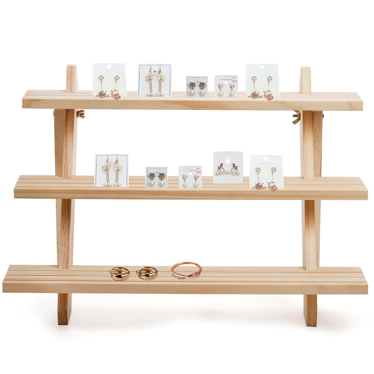 Coloch 3 Tier Wooden Cupcake Stand, Rustic Retail Display Riser Jewelry Holder Stand, for Cupcakes, Desserts, Brooch, Bracelet, Tabletop Jewelry Display, 15.8 x 9x 10.2 Inch Coloch