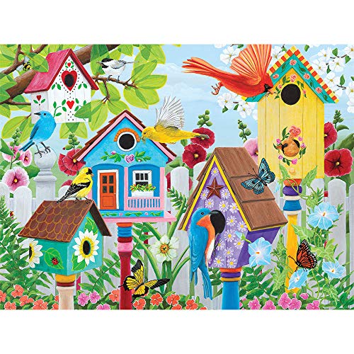 Bits and Pieces – Large 500 Piece Jigsaw Puzzle for Adults – ‘Birdhouse Garden’ by Artist Kathy Bambeck, Completed Puzzle Size: 18" x 24" Bits and Pieces