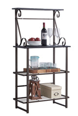 Kings Brand Furniture - Covington Metal Kitchen Shelves Baker’s Rack Microwave Stand, Pewter Kings Brand Furniture
