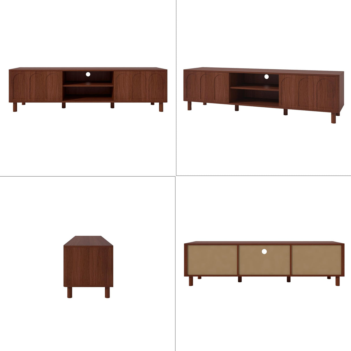 TV Stand for TVs up to 70'', Entertainment Center with Large Storage for Living Room, Media Console with Sliding Doors and Adjustable Shelves, Modern TV Cabinet for Game Consoles and Decor(Walnut) PHOYAL