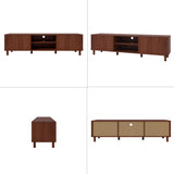 TV Stand for TVs up to 70'', Entertainment Center with Large Storage for Living Room, Media Console with Sliding Doors and Adjustable Shelves, Modern TV Cabinet for Game Consoles and Decor(Walnut) PHOYAL