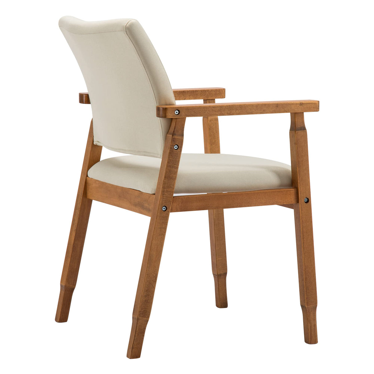 thksbought Mid Century Modern Walnut Dining Chairs Wood Arm Beige Fabric Kitchen Cafe Living Room Decor Furniture thksbought