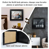 Hidden Gun Storage, Concealment Gun Safes for Pistols, Secret Decor Solid Wooden Handgun Picture Frames Box (Black) Homvle