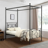 Pemberly Row Metal Twin Canopy Platform Bed in Black Pemberly Row