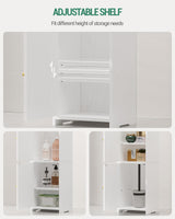 Hzuaneri Bathroom Storage Cabinet, Corner Floor Cabinet with 2 Doors and Adjustable Shelf, Narrow Toilet Paper Cabinet, Bathroom Organizer for Small Spaces, White BC19913X Hzuaneri