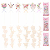 Frcctre 36 Pieces Princess Fairy Wands Kit Make Your Own Princess Wands DIY Art Craft Magical Wand Include 36 Pcs 6 Styles Unfinished Wooden Princess Wand 36 Pcs Ribbons 3 Pcs Gem Stickers Frcctre
