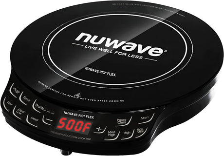 Nuwave Flex Precision Induction Cooktop, 10.25” Shatter-Proof Ceramic Glass, 6.5” Heating Coil, 45 Temps from 100°F to 500°F, 3 Wattage Settings 600, 900 & 1300 Watts, Black Nuwave