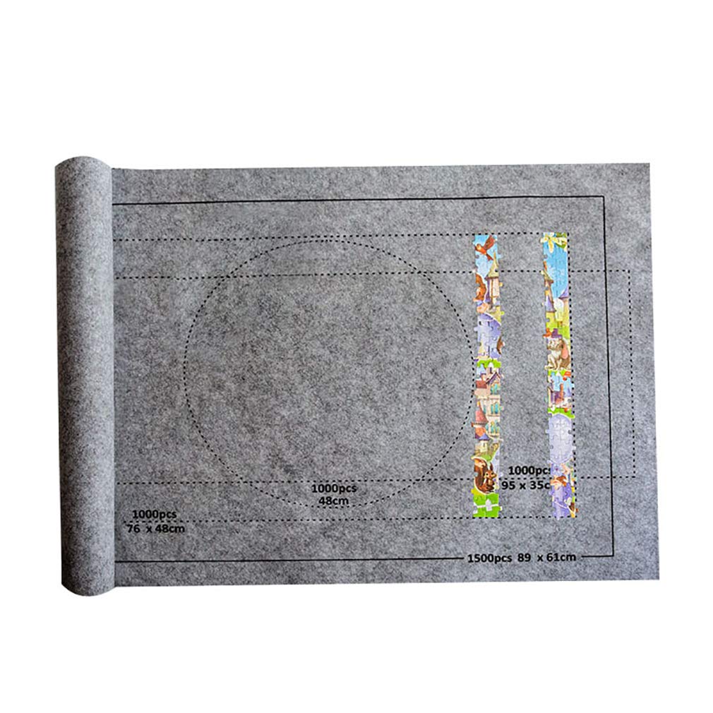 Timetries Puzzle Mat Rollup, 1500 Piece Jigsaw Puzzle Storage Pad, 26 X 46 Inch Felt Mat, Gray Timetries