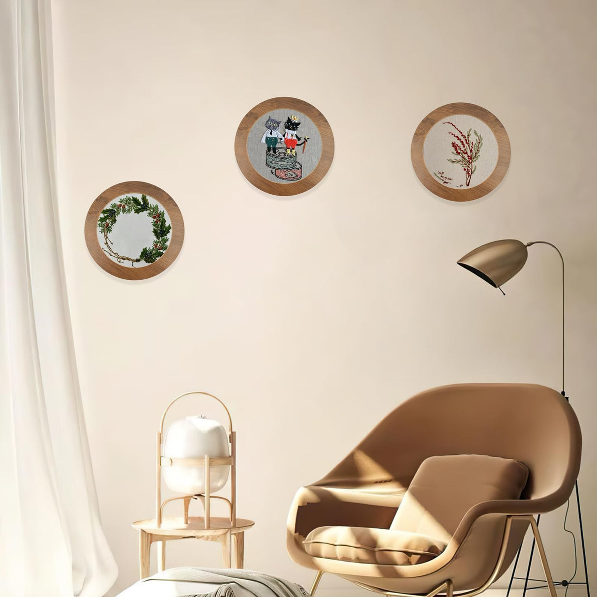 3 Sets Upgraded Wood Embroidery Frames with Bamboo Hoops, 8 Inch Round Embroidery Display Frame for Finished Cross Stitch and DIY Art Craft Sewing Ornaments (Easier to Install) JoyHuaTrade