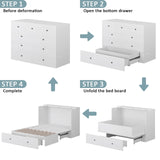 LIVAUVEAD Full Size Murphy Bed with Charging Station & Drawer, Full Size Mobile Cabinet Bed Frame, Murphy Chest Bed for Bedroom, Guest Room LIVAUVEAD