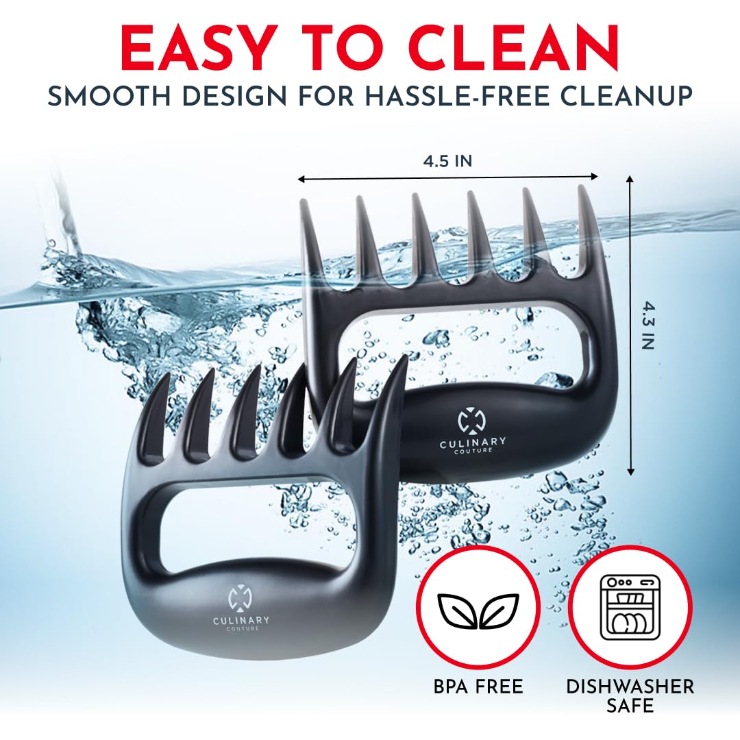 Culinary Couture Black Meat Shredder Claws - Bear Claws for Shredding Meat - Claws for Pulled Pork, Chicken Shredder Tool - Perfect for BBQ Gifts Culinary Couture