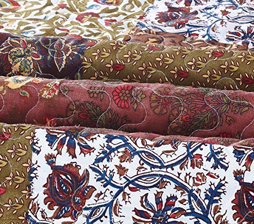 SLPR Red Riches 3-Piece Quilt Set - King Size with 2 Shams, Autumn Patchwork Design, Red Toned Lightweight Quilted Bedspread, Fall-Inspired Country Bedding SLPR