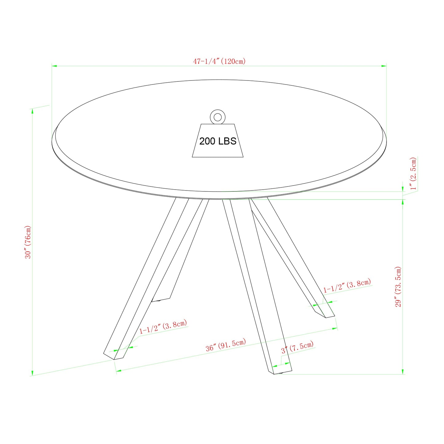 Walker Edison Cohen Minimalist Round 4-Person Dining Table, 48 Inch, Black/English Oak - WoodArtSupply