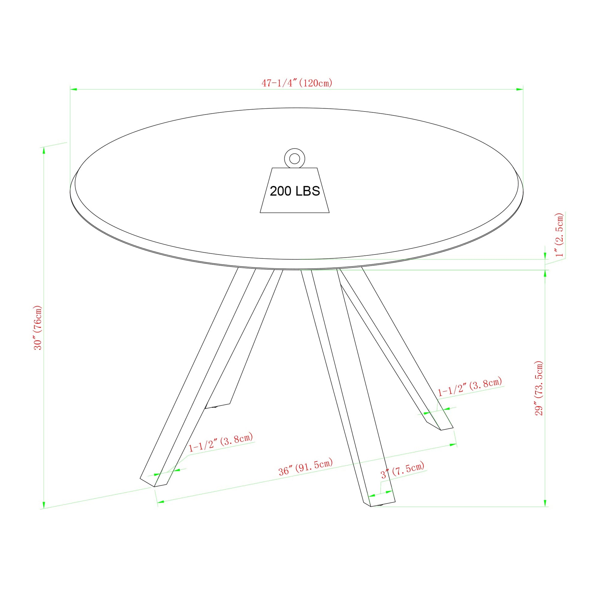 Walker Edison Cohen Minimalist Round 4-Person Dining Table, 48 Inch, Black/English Oak - WoodArtSupply