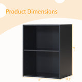 Tangkula 2-Tier Bookshelf, Open Shelf Bookcase with 7-Position Adjustable Shelf, Multifunctional Wooden Cubby Storage Display Shelf for Home Office Study Living Room (Black, 1) Tangkula