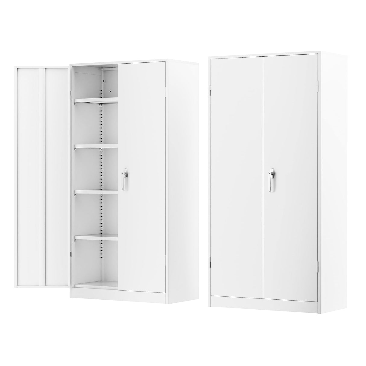 Greenvelly Metal Garage Storage Cabinet,Steel Lockable Storage Cabinet with 2 Doors and 4 Adjustable Shelves,Tall Metal Cabinet Locking File Cabinet for Office,Home, Garage, Gym, School Greenvelly