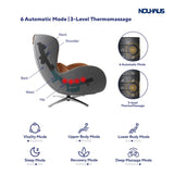NOUHAUS Heated Classic Massage Chair Full Body and Spot Massaging Recliner with Ottoman, Bluetooth Speaker, in-Chair Charger. Portable Shiatsu Body Massager Chair (Caramel, Leather) Nouhaus