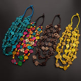 Happyyami 3- Layered Statement Necklace Womens Bohemia Choker Necklaces Multicolor Fashion Wood Bead Necklace Happyyami