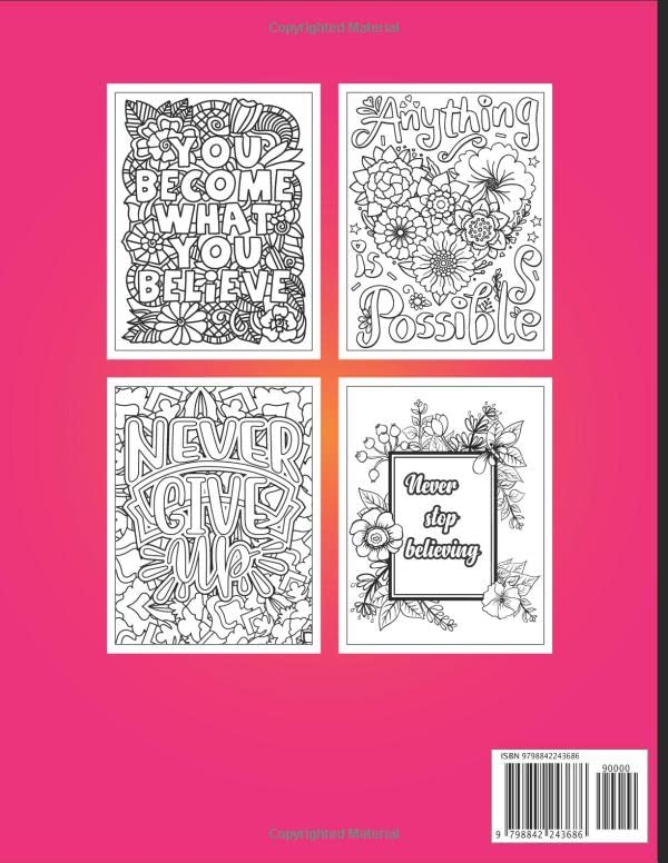 Motivational and Stress Relieving Coloring Book - Dream Without Fear: Inspirational quotes, Positive affirmations, Calming coloring book