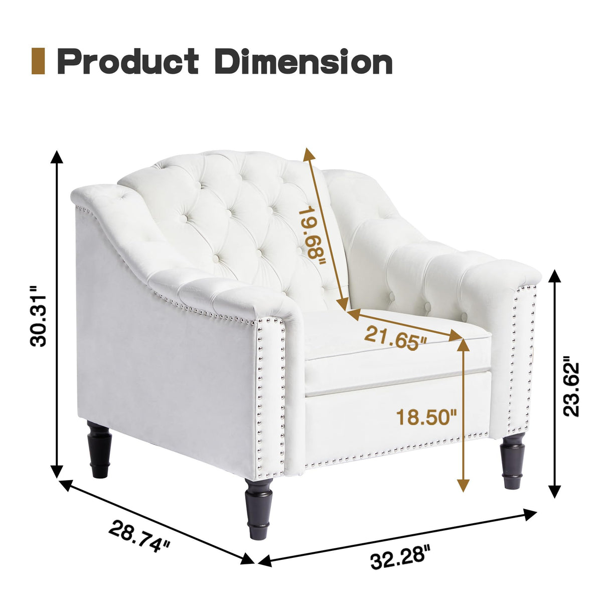 SUJOUCRAFT Chesterfield Camelback Chair & Loveseat, Living Room Soft Fabric Sofa Couch Set, Mid-Century Elegant Sectional Couches with Deep Seat Tufted Backrest (Velvet-Camelback-1+2, White) SUJOUCRAFT