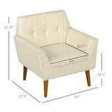 HOMCOM Traditional Living Room Chair, Armchair with Button Tufted Polygonal Straight Back, Single Sofa with Thick Padding, Beige HOMCOM