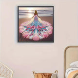 Beach Woman Diamond Art Kits for Adults,DIY Sunset Special Shaped Diamond Painting Kit for Beginners,5D Diamond Painting Crystal Rhinestone Gem Art for Home Wall Decor 11.8 X 11.8Inch GEMFAMILY