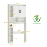Over The Toilet Storage Cabinet, Farmhouse Storage Cabinet Over Toilet with 2 Barn Door & Toilet Paper Holder Stand，Home Space-Saving Toilet Rack, for Bathroom, Restroom, Laundry Vabches