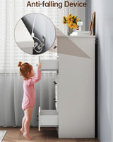 White 5-Drawer Tall Dresser with Wood Top, Modern Storage Tower for Bedroom, Closet, Living Room, Entryway, Hallway Seeday