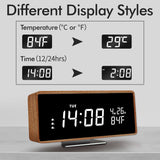 Wood Digital Alarm Clock Wooden Desk Clocks with USB Ports Travel Alarm Small Bedside Table Snooze Alarm Clock with Temperature Minimalistic Room Decor Large Display for Bedroom Farmhouse Bathroom SCOAGE