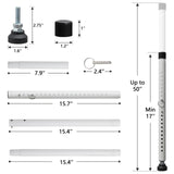 BeBecome Sliding Door Security Bar，17-50 inch Adjustable Patio Door Security bar with Rubber Tips Apartment Bedroom Bottom of Door Heavy Duty Interior White BeBecome