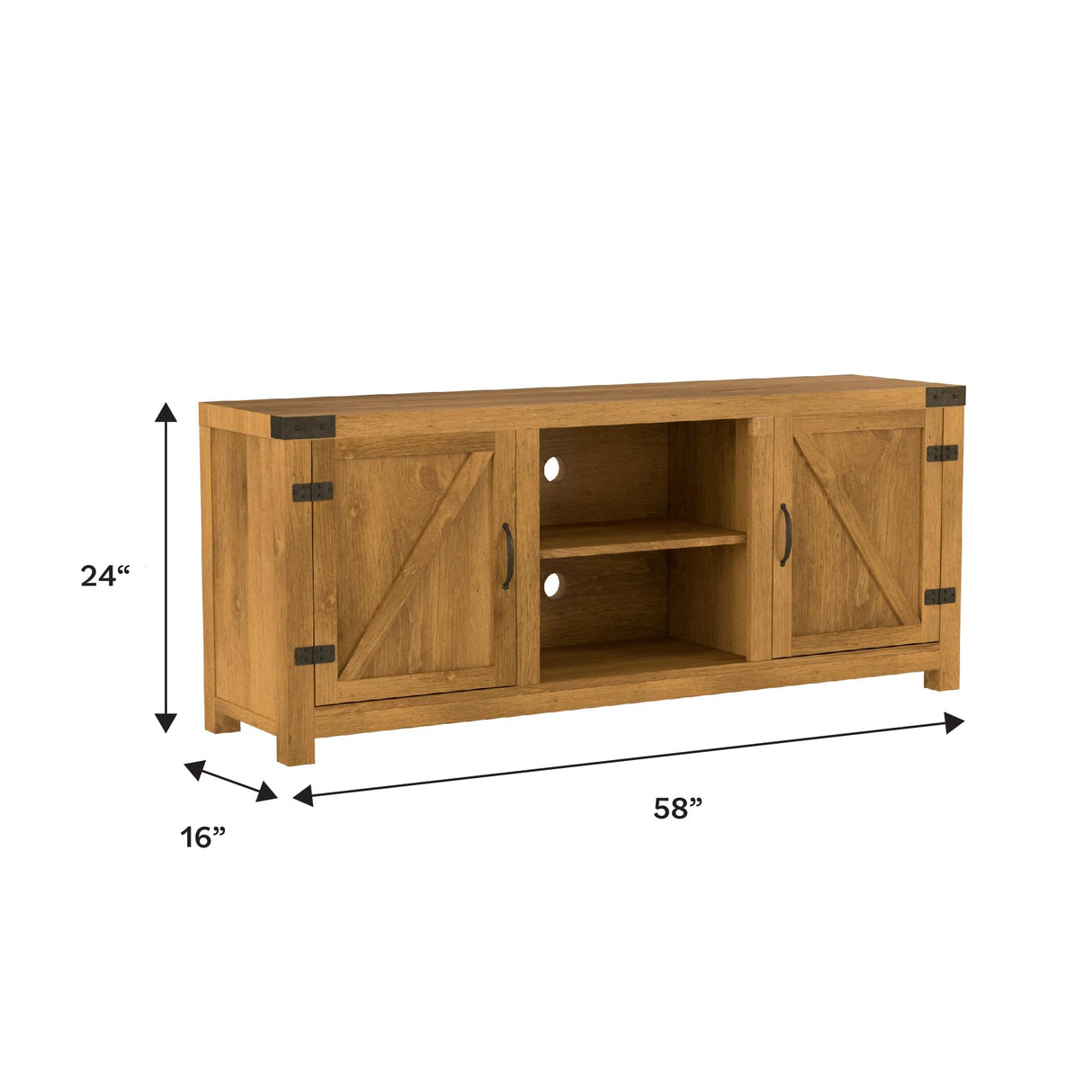 Walker Edison Georgetown Modern Farmhouse Double Barn Door TV Stand for TVs up to 65 Inches, 58 Inch, Barnwood Walker Edison