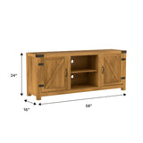 Walker Edison Georgetown Modern Farmhouse Double Barn Door TV Stand for TVs up to 65 Inches, 58 Inch, Barnwood Walker Edison