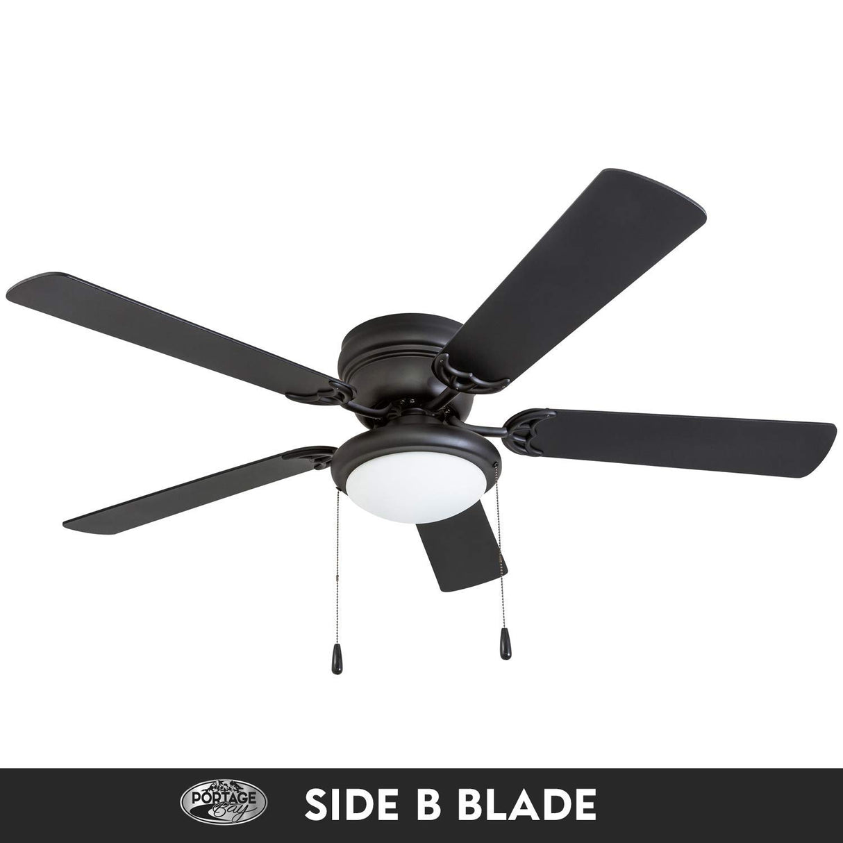 Portage Bay 50251 Hugger 52" Matte Black West Hill Ceiling Fan with Bowl Light Kit Portage Bay