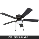 Portage Bay 50251 Hugger 52" Matte Black West Hill Ceiling Fan with Bowl Light Kit Portage Bay