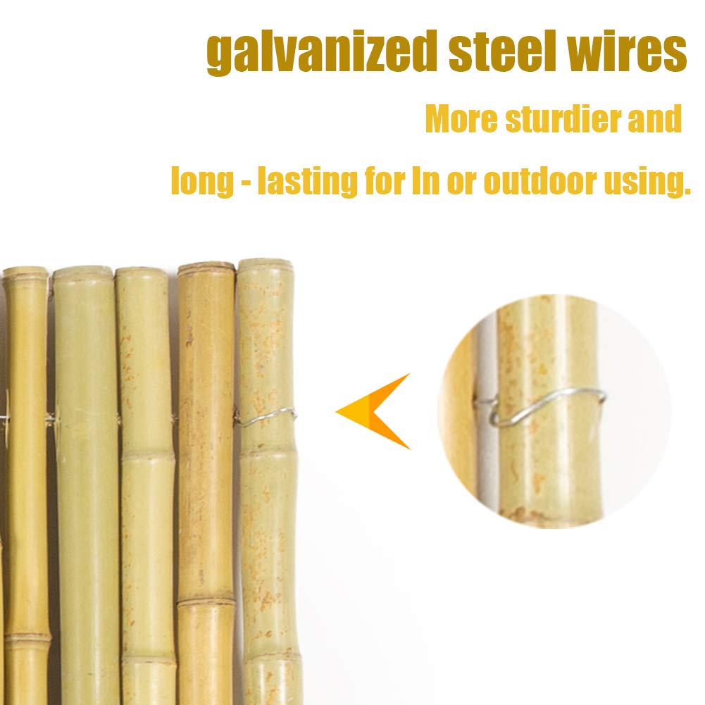 Mininfa Natural Rolled Bamboo Fence, Eco-Friendly Bamboo Fencing, 0.7 in D x 4 feet High x 6 feet Long, Bamboo Screen for Garden, Privacy Mininfa